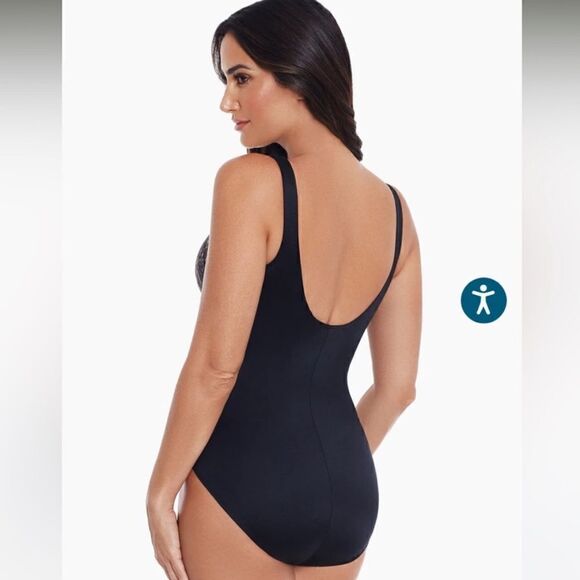 MIRACLESUIT DALI LEOPARD IT'S A WRAP UNDERWIRE ONE PIECE SWIMSUIT Sz 12 - Picture 3 of 11